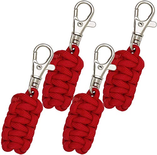 SKEMIX Zipper Pulls 4 Pack - Red  Metal Hook Thin Enough to Attach to