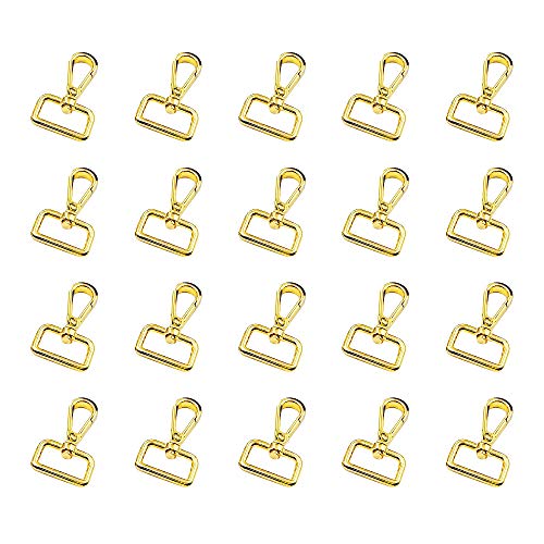 20 Pieces 1 Inch Gold Metal Swivel Lobster Clasp Claw Snap Hooks with