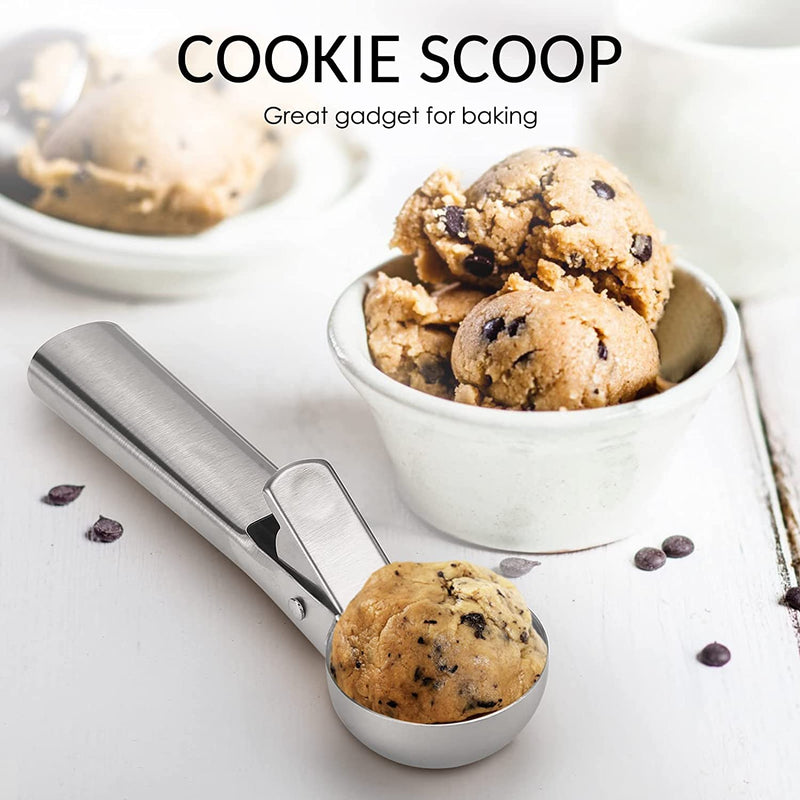 Ice Cream Scoop, Cookie Scoop, Large Cookie Scoops for Baking, 18/8  Stainless Steel Cookie Scooper for Baking, Ice Cream Scooper with Trigger  Release