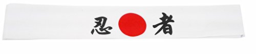 Cotton Tie on Headband (1 White + 1 Black) For Sports/Exercise/Cooking (Ninja)