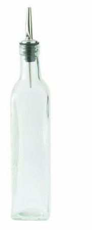 COLIBYOU 16 oz / 500 ml Oil Vinegar Cruet, Square Tall Glass Bottle w/Stainless Steel Pourer Spout by The Cook's Connection