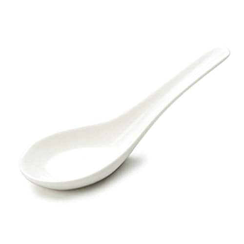 12 Pieces Super White Ceramic Spoons For Tasting/Appetizers/Rice (5.0" L)