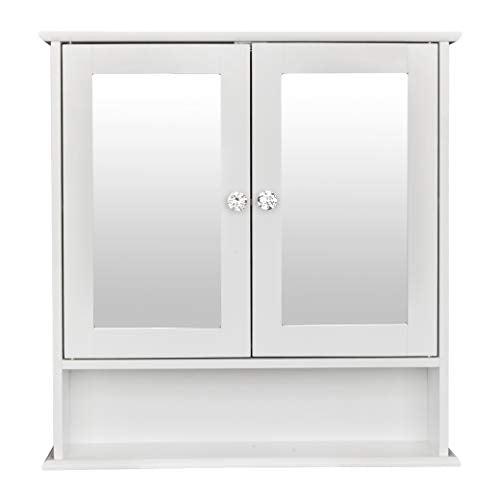 COLIBROX Double Door Mirror Indoor Bathroom Wall Mounted Cabinet Shelf White Large Storage Bathroom Medicine Cabinet Origin Mirror Cabinet