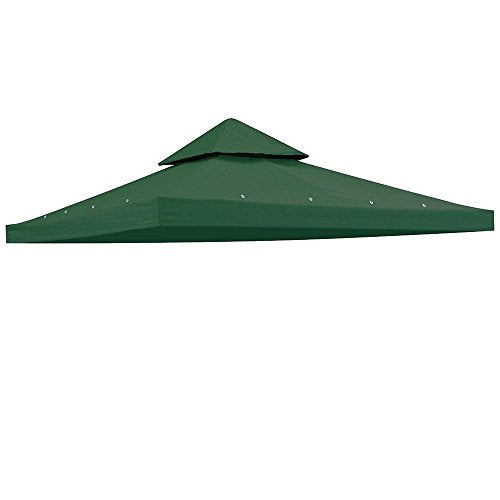 KCHEX 10'x10' 2-Tier Green Waterproof Gazebo Top Replacement UV30+ 200g/sqm Outdoor Patio Canopy Cover For Events Wedding Parties Craft Shows Music Festivals