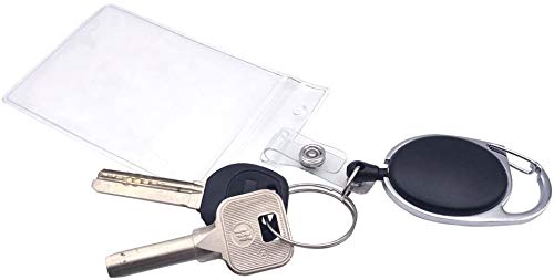 COLIBYOU Retractable Badge Holders with Carabiner Reel Clip and Vertical Style Heavy Duty ID Card Holders 2 Packs