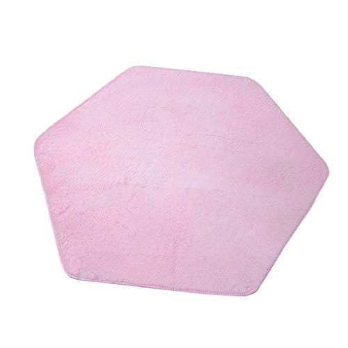 ESKONI Kids Play Tent Mat Hexagon Coral Fleece Rug Bedroom Floor Pad Mat Cushion for Girls Children Princess Castle Rug Playhouse Indoor Pink