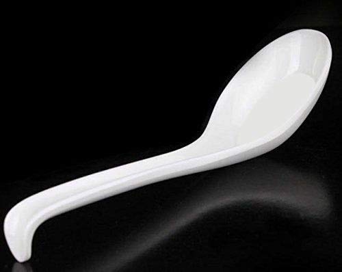 KCHEX White Melamine Spoon For Ramen, Vietnam Pho Noodle Soup, 6 Pieces spoon set Soup Spoon Asian Soup Spoon Chinese Soup Spoons Ramen Spoons Chinese spoon Ramen Utensils Asian Spoons Soup