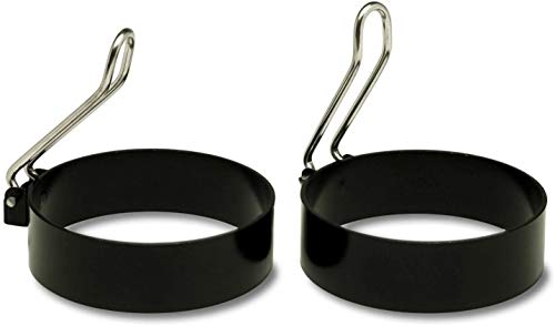 KCHEX Set of 2 Round Egg Rings, Non Stick Stainless Handle