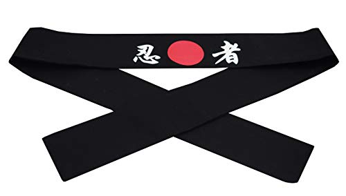 Cotton Tie on Headband (1 White + 1 Black) For Sports/Exercise/Cooking (Ninja)