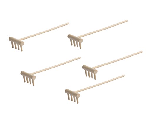 5.5" Mini Zen Garden Sand Rakes Set of 5 - Zen Garden Tool Rake Four Tine Desktop Rake (5 PCS)