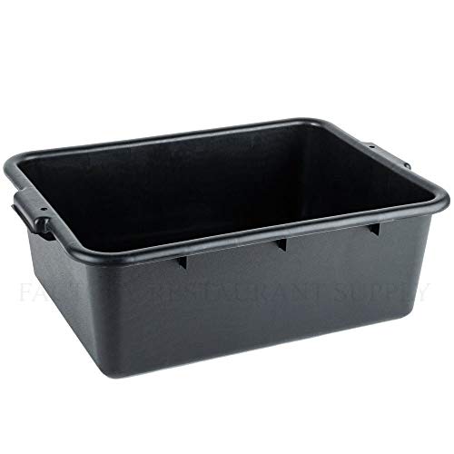 COLIBYOU 6 Pack 20" x 15" x 7" Black Polypropylene Bus Dish Plastic Restaurant Tub w/Lid of Set