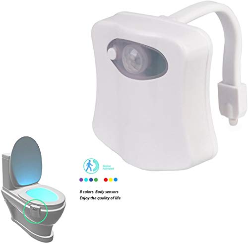 COLIBROX Toilet Night Light, Motion Activated LED Light, 8 Colors Changing Toilet Bowl Nightlight Bathroom Battery Not Included (Night Light)