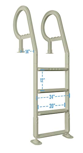 COLIBROX Heavy Duty Resin in-Pool Above Ground Swimming Pool Ladder-White Color