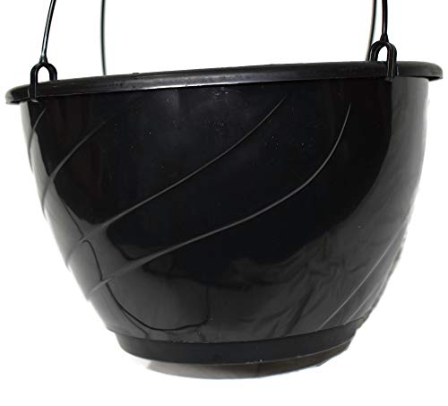 KCHEX 12" Diameter Black Plastic Deco Swirl Hanging Basket Plastics (10)