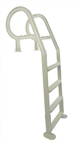 COLIBROX Heavy Duty Resin in-Pool Above Ground Swimming Pool Ladder-White Color