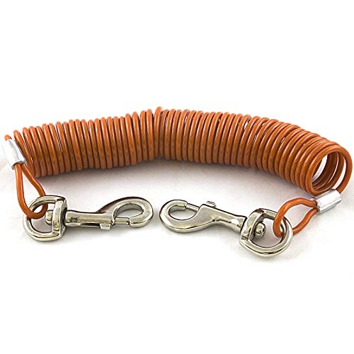 KCHEX 16' Coiled Dog TIE-Out Steel Cable for 60 LB Dogs Durable Weather Resistant