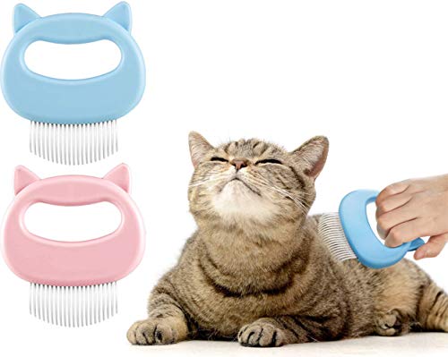 KCHEX 2 Pcs Pet Hair Removal Massage Comb, Effective Removing Matted Fur,Pet Grooming Brush,Cleaning Comb Massager Tool, Removal Open Knot Massage Comb,Soft Brush Cat Brush for Shedding and Grooming