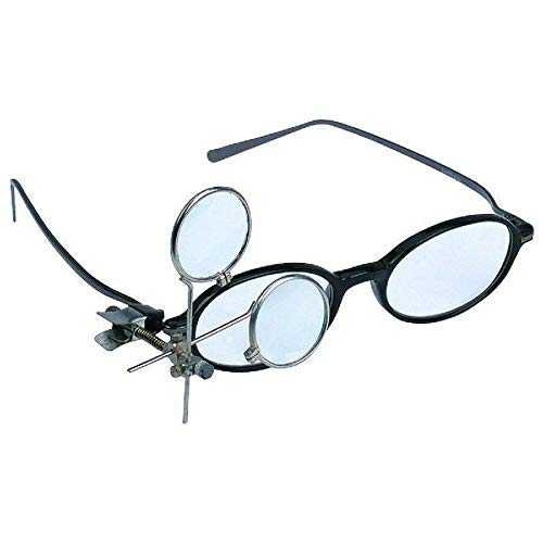 COLIBROX Double Clip-On Glasses Repair Eye Loupe Type Watch Magnifier Repair Loupe Lens Magnifying Glass 10x & 10x = 20x Magnification