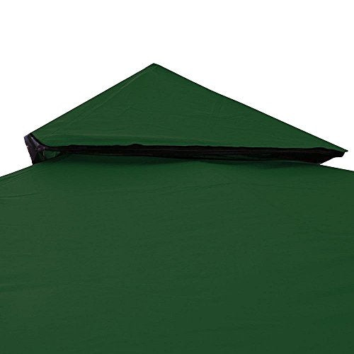 KCHEX 10'x10' 2-Tier Green Waterproof Gazebo Top Replacement UV30+ 200g/sqm Outdoor Patio Canopy Cover For Events Wedding Parties Craft Shows Music Festivals