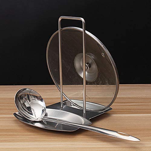 ESKONI Lid and Spoon Rest, Utensils Lid Holder Spoon Holder Lid Rest Lid Shelf Kitchen Utensils Holders Stainless Steel Pan Pot Cover Lid Rack Stand (Stainless Steel)