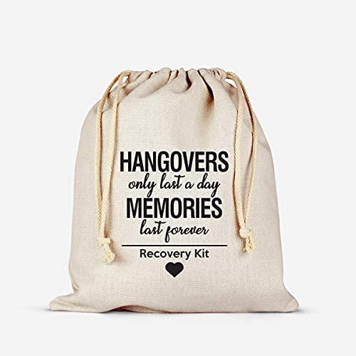 Hangovers Only Last a Day Memories are forever, hangover bags, amenity bags, Bachelorette Party Hangover Kit Bags Cotton Drawstring Wedding Party Welcome Favor Bags (10pcs)