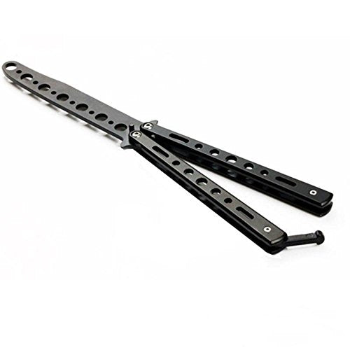 COLIBYOU New Black Metal Butterfly Balisong Trainer Training Practice Dull Knife Tool