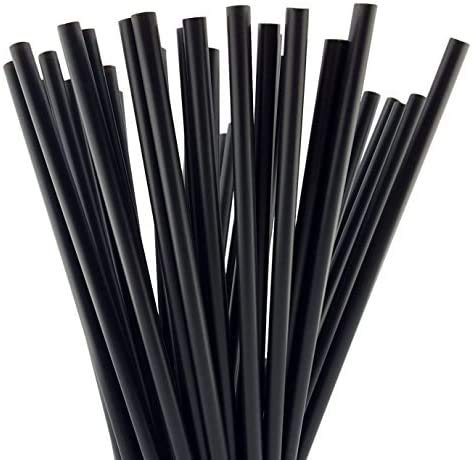 Skemix 10 Inch Drinking Straws (250) (10 Inch x 0.28 Inch) (Black)