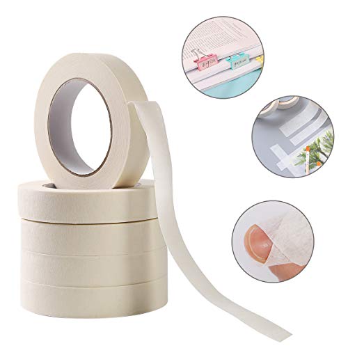 SKEMIX White Masking Tape,12 Pack Wide Purpose Masking Tape for Labeling,for Painting, Home, Office, School Stationery, Arts, Crafts etc. 1 Inch Wide, 60 Yard/Roll