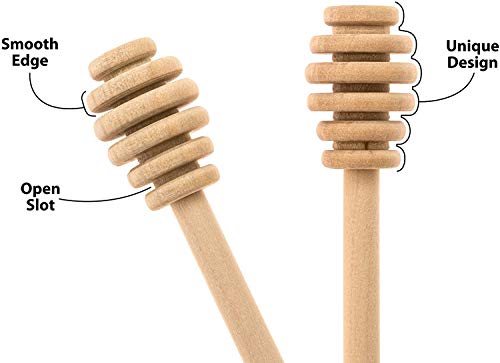 Colibyou 2 Pack Wooden Honey Dipper Drizzler Stirring Stick Spoon