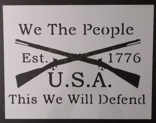 SKEMIX Reusable Sturdy We The People 1776 Crossed Rifles 11" x 8.5" Custom Stencil