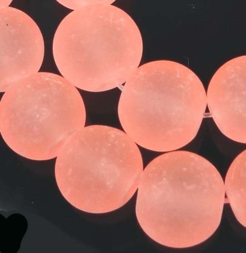 KCHEX 25 Frosted Sea Glass Round / Rocaille Beads Matte - light Salmon 10mm