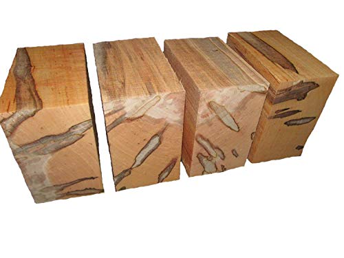 KCHEX 4 Pieces Ambrosia Maple Bowl Blanks Lumber Wood Lathe Carve 6 X 6 X 3 Inch GWE849F EP-21RT117457