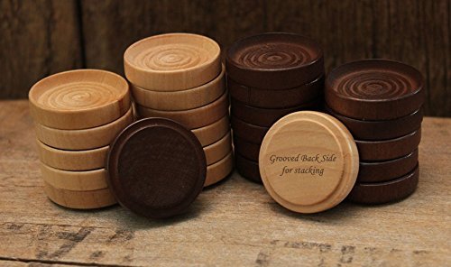 24 Stackable Wood Checkers Game Pieces-12 Natural & 12 Stained