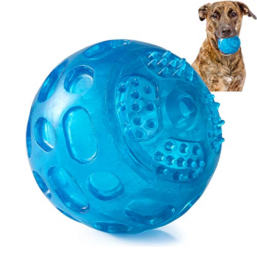 Toysdone 3.2 Inch Durable Pet Dog Balls Toys Rubber, Squeak Dog Ball, Indestructible Dog Toy Ball, Interactive Toy for Training Playing, Blue