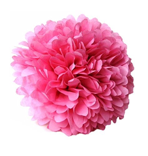 18pcs Tissue Paper Flowers - Pink Party Decorations - Tissue Paper Pom Poms For Baby Shower, Wedding, Birthday - Paper Pom Pom Set