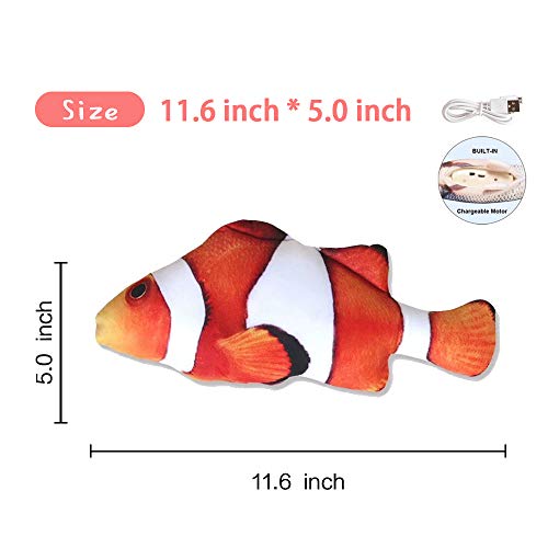 KCHEX 2PCS Plush Simulation Electric Doll Fish, Automatic Flopping USB Rechargeable Cat Fish Toy,Funny Interactive Pets Chew Bite Supplies for Cat Kitty Kitten