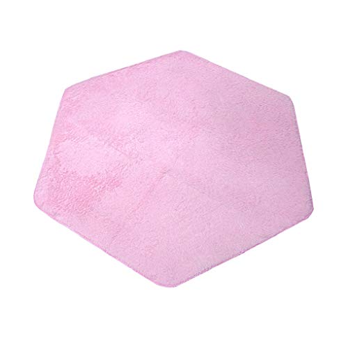 ESKONI Kids Play Tent Mat Hexagon Coral Fleece Rug Bedroom Floor Pad Mat Cushion for Girls Children Princess Castle Rug Playhouse Indoor Pink