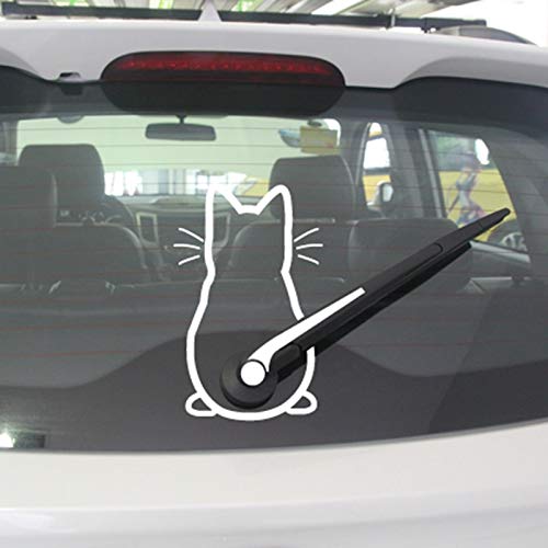 KCHEX Cute Kitty Cat Car Windshield Wiper Vinyl Art Sticker Decor Lovely Animal Cat Mural Art Decal for Car Window Loptop Decoration