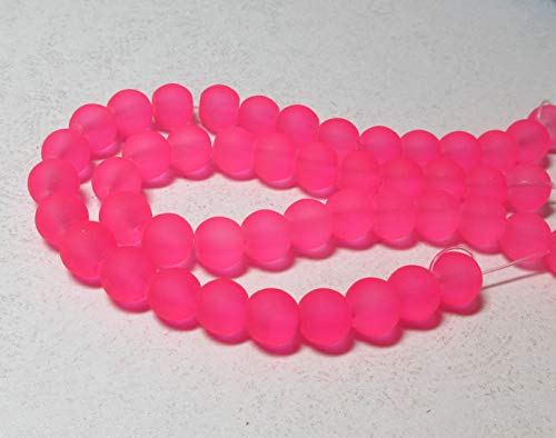 KCHEX New Hot Pink 8mm Frosted Sea Glass Round Beads Matte (25) 2020