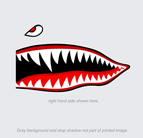 COLIBYOU Flying Tigers Shark Teeth Decal Sticker 1.5" T X 3.5" Military Airplane Shark Stickers Motorcycle Helmet Stickers Airplane Stickers Shark Mouth Decal