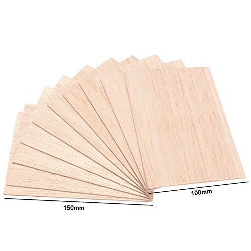 COLIBROX 15 Pack Wood Sheets, Wood Sheets Hobby Wood MDF DIY Wood Board for House Aircraft Ship Boat DIY Wooden Plate Model, for Arts and Crafts, School Projects 150x100x2mm