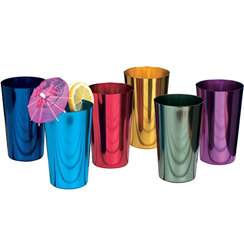 Toysdone ALUMINUM TUMBLERS Retro Jewel Aluminum Colored Tumblers Cups Set of 6, Multicolor,