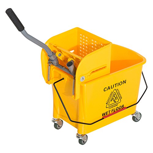 5 Gallon Mini Press Mop Bucket with Wringer 20 Quart Rolling Cart Yellow - mop bucket with wringer on wheels - mop bucket - mop and bucket