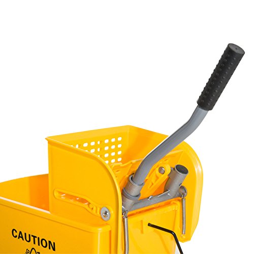 5 Gallon Mini Press Mop Bucket with Wringer 20 Quart Rolling Cart Yellow - mop bucket with wringer on wheels - mop bucket - mop and bucket