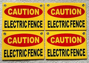 COLIBYOU 4 Caution Electric Fence Plastic Coroplast Signs 8"X12" w/Grommets y Business, Nostalgic, Retro, Vintage and Funny Signs