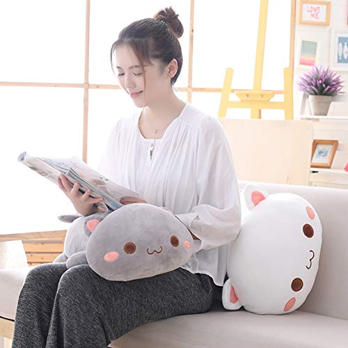 Toysdone Cat Plush Hugging Pillow, Soft Kitten Stuffed Animals Toy Gifts for Kids, Grey Round Eyes, 25.5"