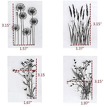 COLIBROX 6pcs/Lot Dandelion Lavender Poppies Daisy Flowers Leaves Stamp Rubber Clear Stamp/Seal Scrapbook/Photo Album Decorative Card Making Clear Stamps