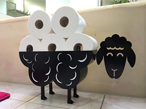 Black Sheep Toilet Paper Holder -Freestanding or Wall Mounted Toilet Paper  Stand 