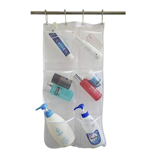 ESKONI Hanging Mesh Bath Shower Caddy Organizer with 6 Clear Storage Pockets, Space Saving Organizer Bathroom Accessories and Quick Dry Bath Organizer