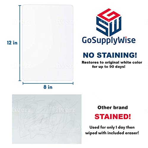 Magnetic Dry Erase White Board Sheet for Refrigerator by GoSupplyWise - Small 12x8 inch Whiteboard Sheet, Eraser and 3 Markers with Magnets - Boards Stick to Fridge-Use Marker for List or Chore Chart